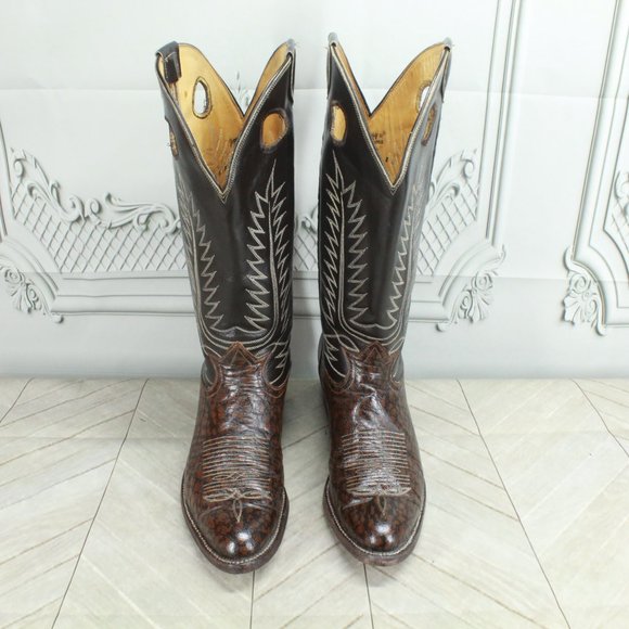 Tony Lama Brown Leather Buckaroo Caribou Cowboy Boots Shoe Size 8 D - Picture 5 of 9